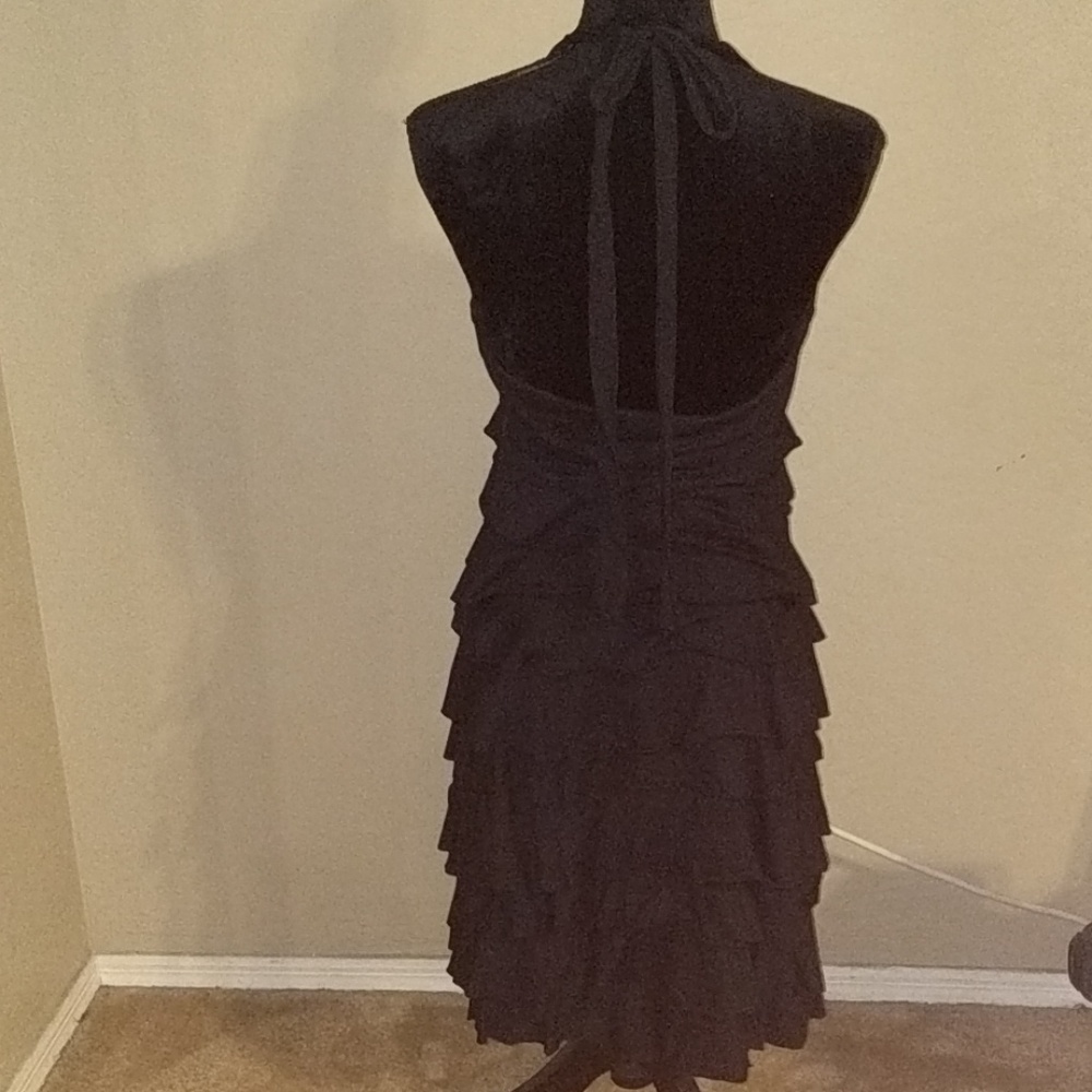 💸Express Black Halter Ruffle Dress - Picture 5 of 8